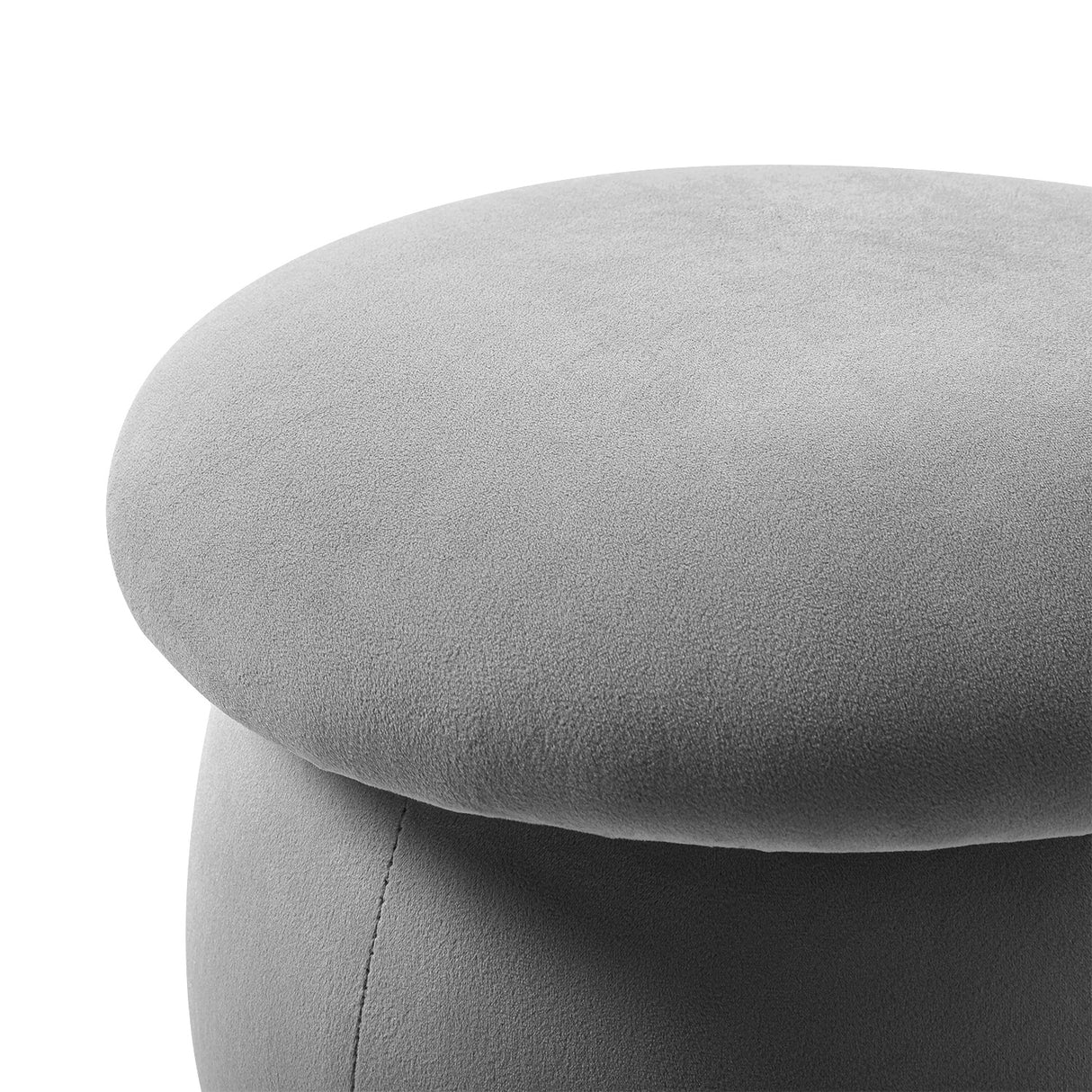 Velvet Mashroom Shape Pouffe Footstool Grey