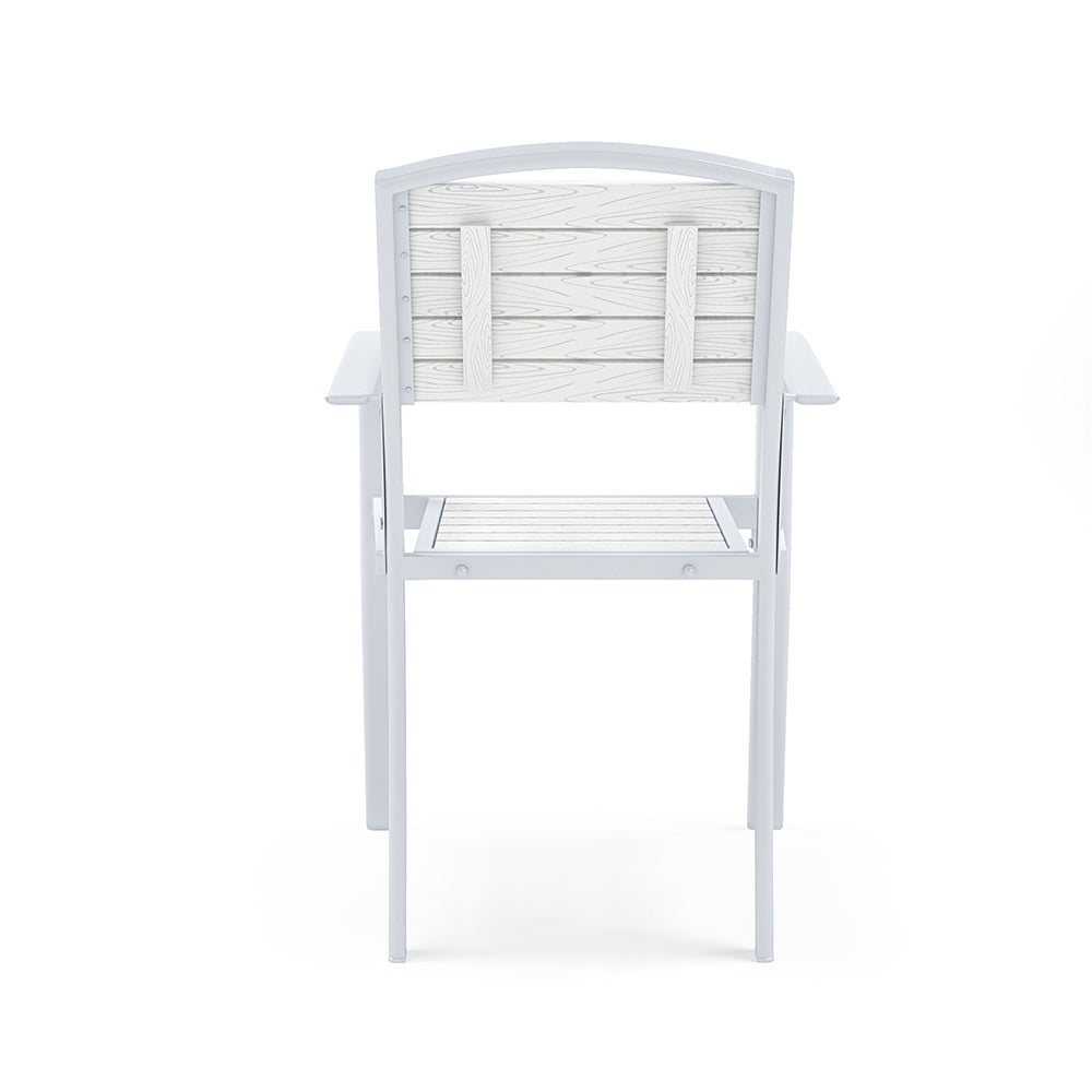 White Set of 4 Garden Dining Armchairs
