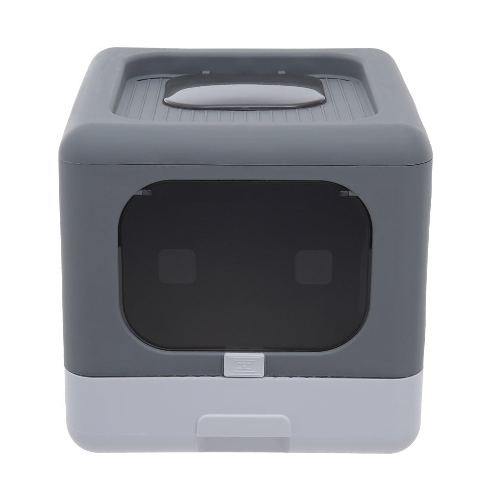 Full Enclosed Cat Toilet Litter Box in Grey