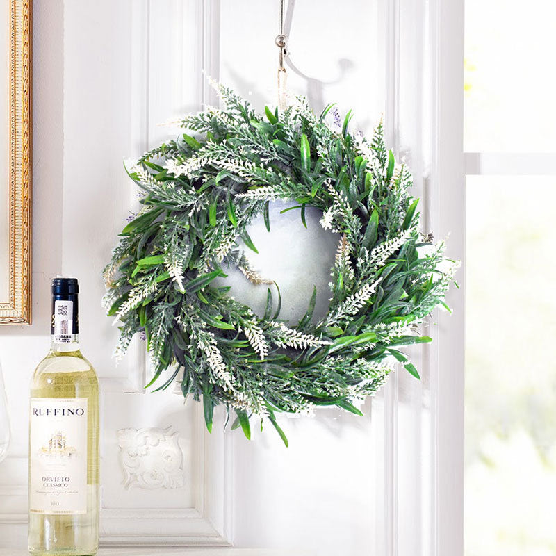 Large Hanging Artificial Lavender Flower Door Wreath, White