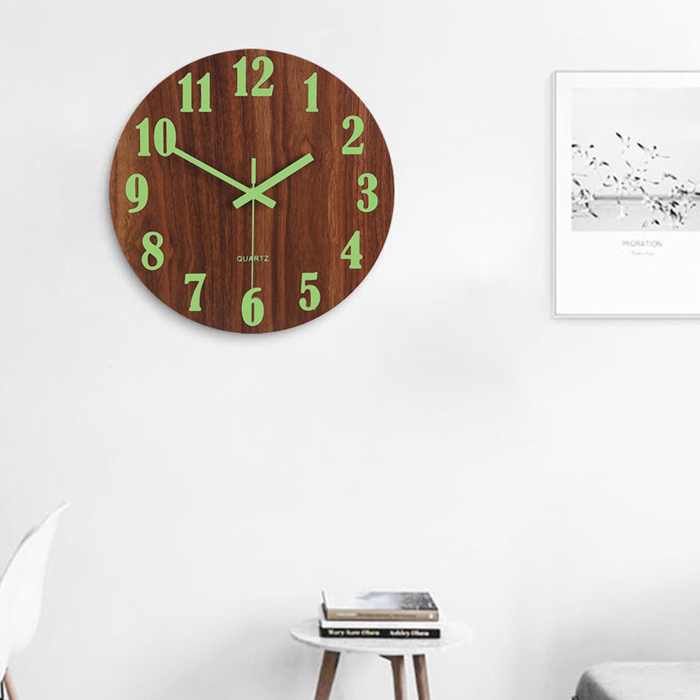 30CM Luminous Wall Clock Glow In The Dark Silent Quartz