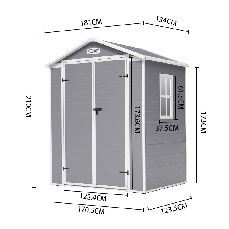 Grey Plastic Outdoor Garden Storage Shed with Deadbolt