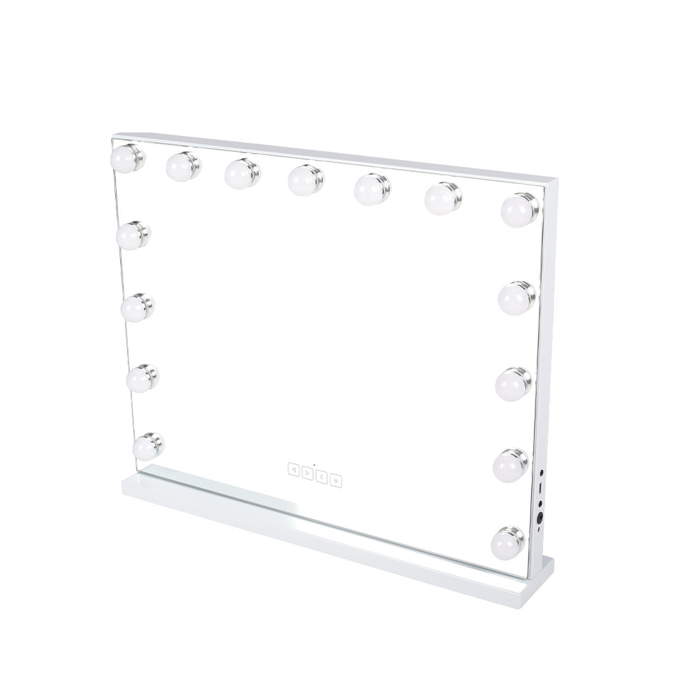 White Hollywood LED Vanity Mirror with Bluetooth