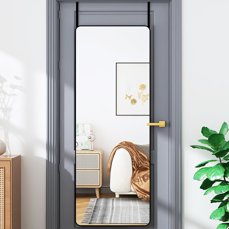 Full Length Mirror with Rounded Corners Door Hanging Black Mirror Black