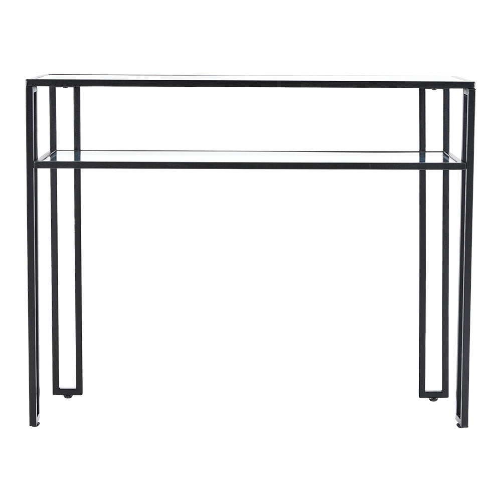 Black Multi function Tempered Glass Console Table