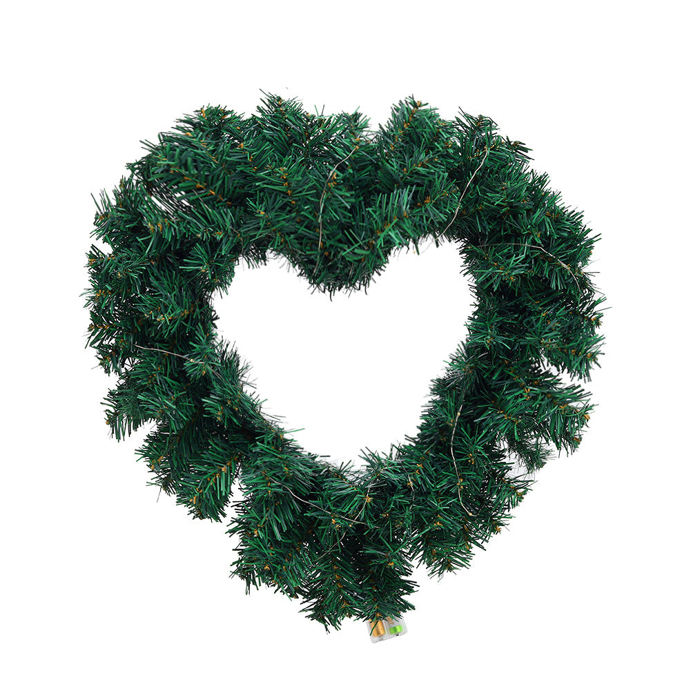 Christmas Garland Heart shaped Door Hanging Window Wreath with LED Light
