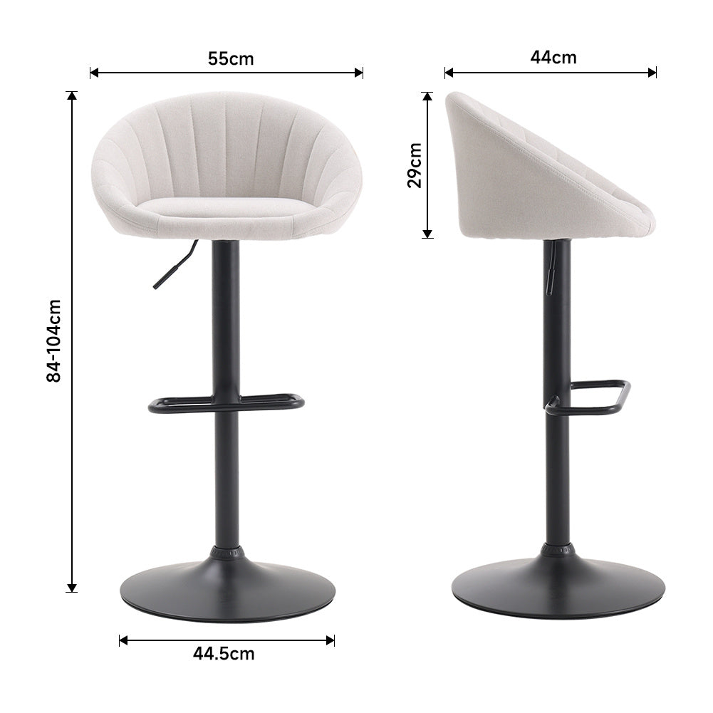 2 Set Linen Adjustable Height Swivel Breakfast Bar Stools,Beige