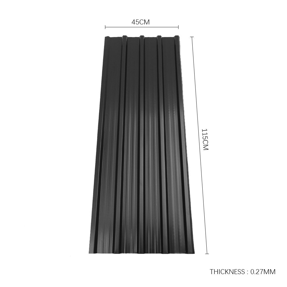 Black Set of 12 Steel Corrugated Panels