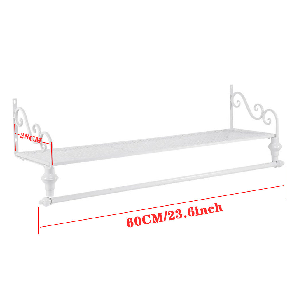 Clothes Rail Wall Mounted Garment Hanging Rack with Shelf Iron Display Storage