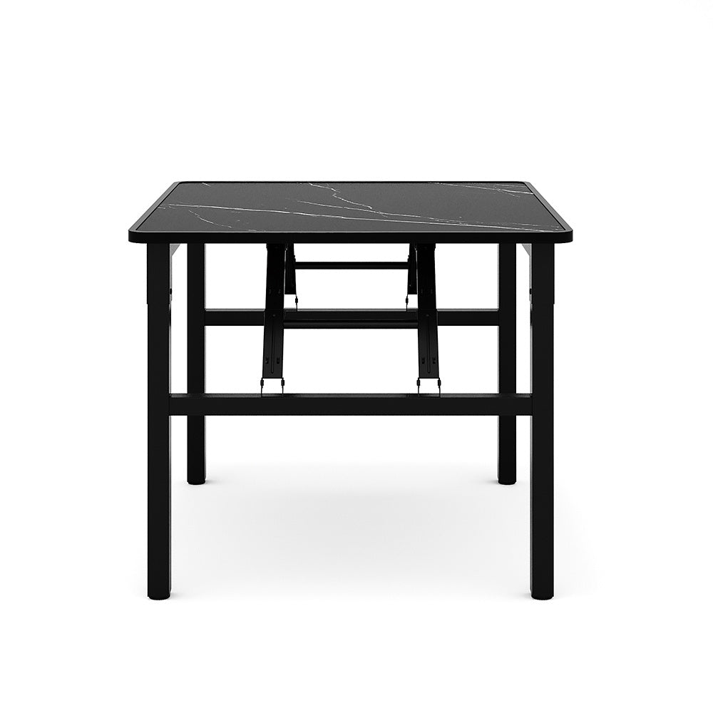 Square 60cm Folding Coffee Table with Marble Effect Top