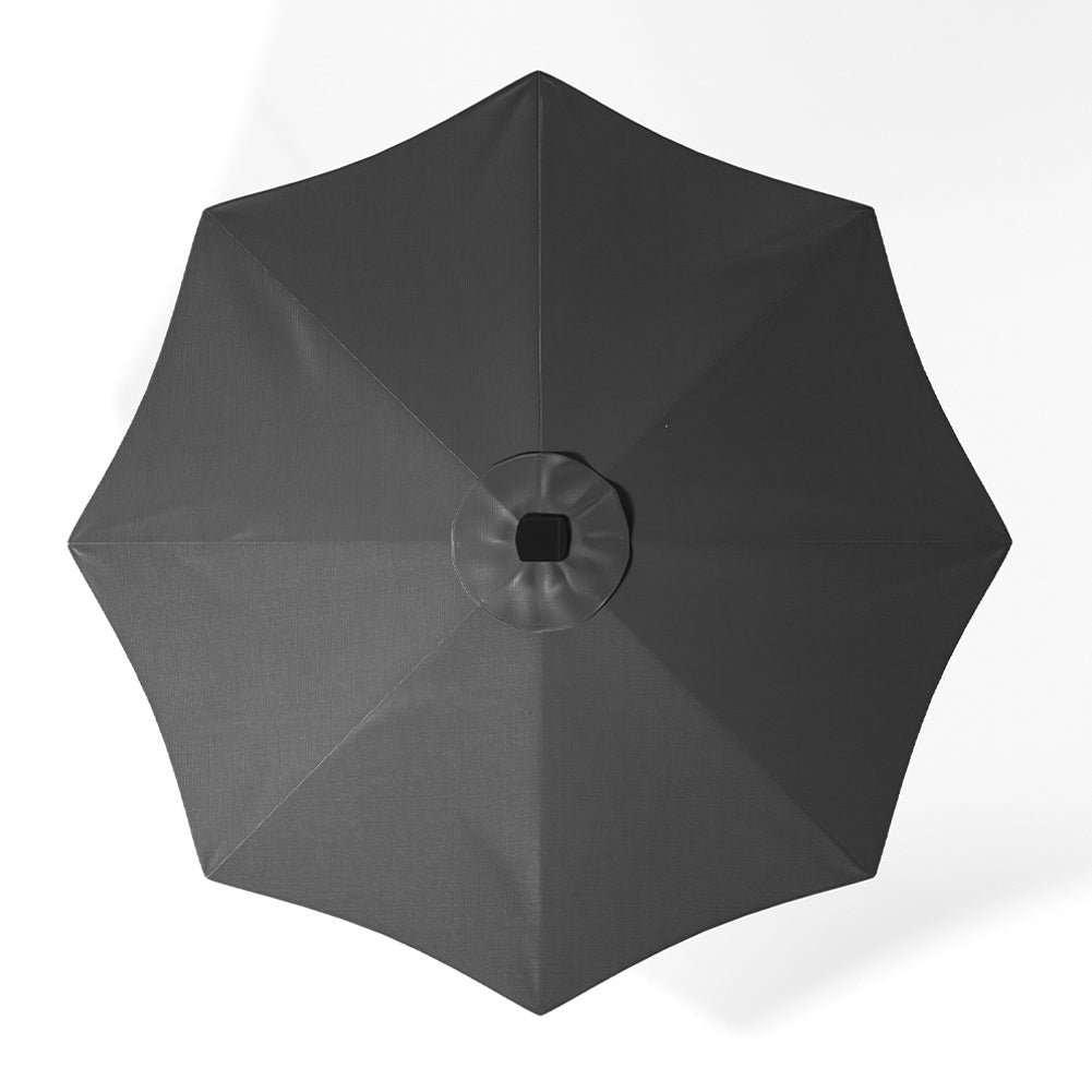 3M Large Garden LED Parasol Outdoor Beach Umbrella with Light Sun Shade Crank Tilt with Square Base, Gark Grey