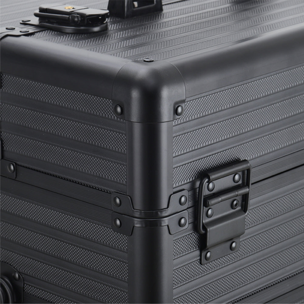 3in1 Cosmetic Train Case with Detachable Beauty Storage Box,Black