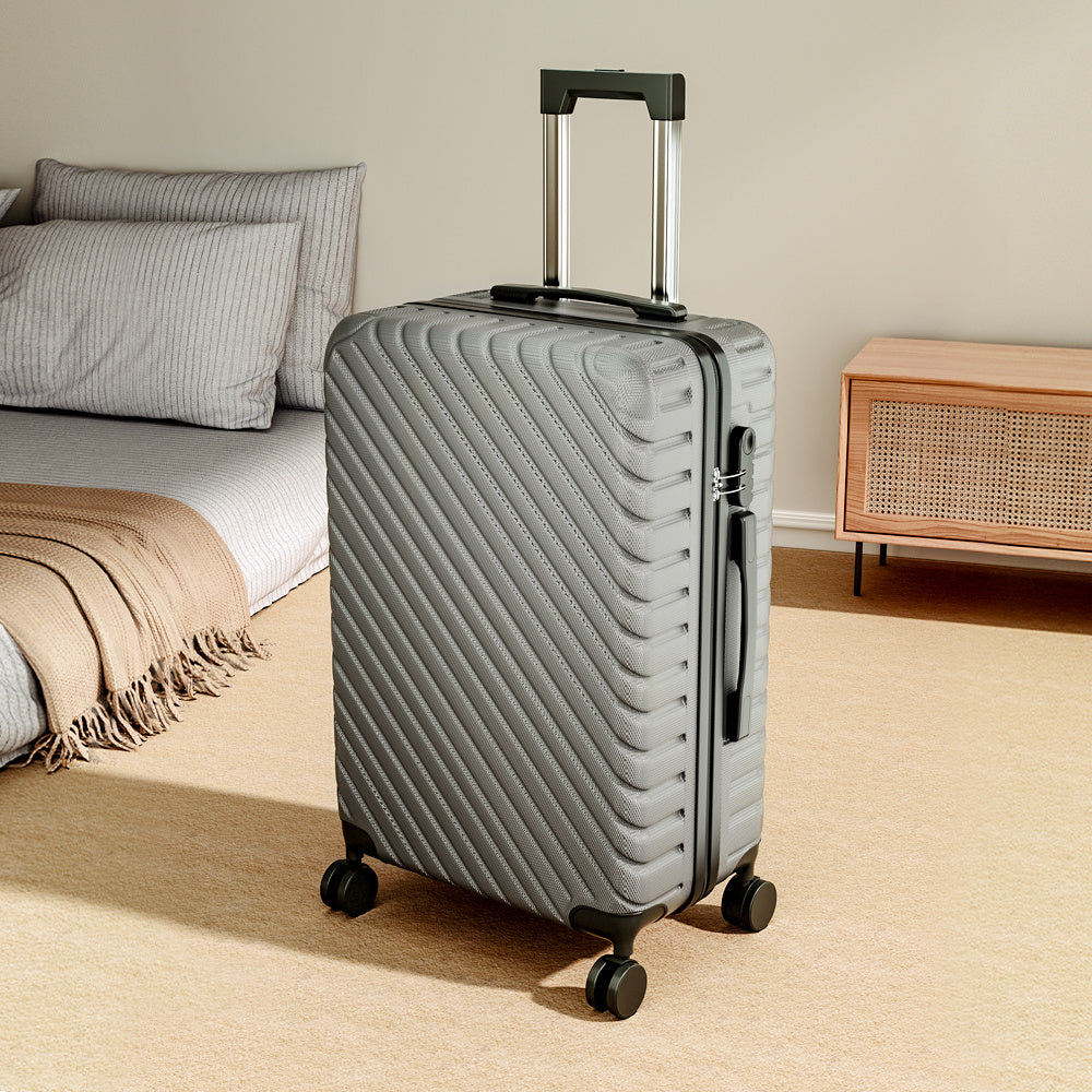Silver 28 inch Lightweight Hardside Travel Suitcase with Wheels