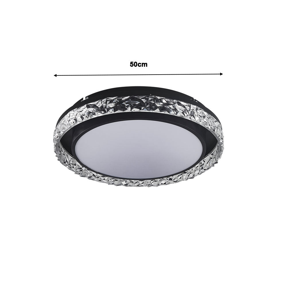 Round Acrylic Flush Mount LED Ceiling Light Whire and Black Modern Light