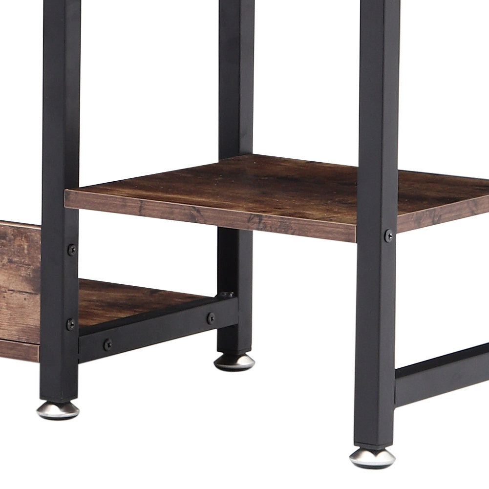 Rustic Brown MDF Clothes Rack with Storage Shelves