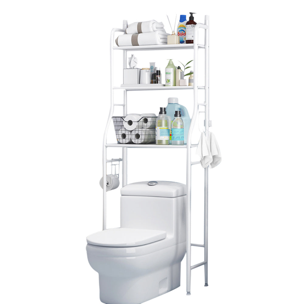 3 Tier Over the Toilet Bathroom Storage Space Holder Stand, White