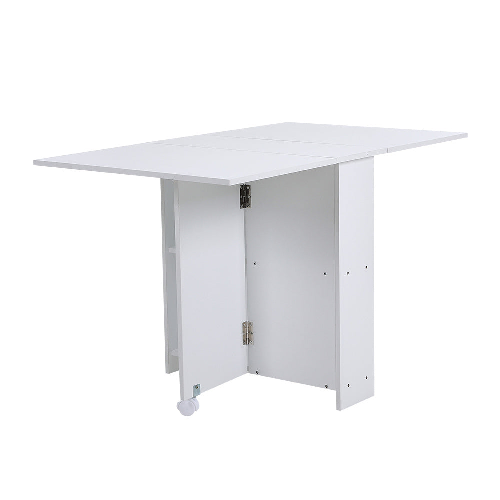 Multifunctional Folding Dining Table for Small Spaces with 2 tier Shelves