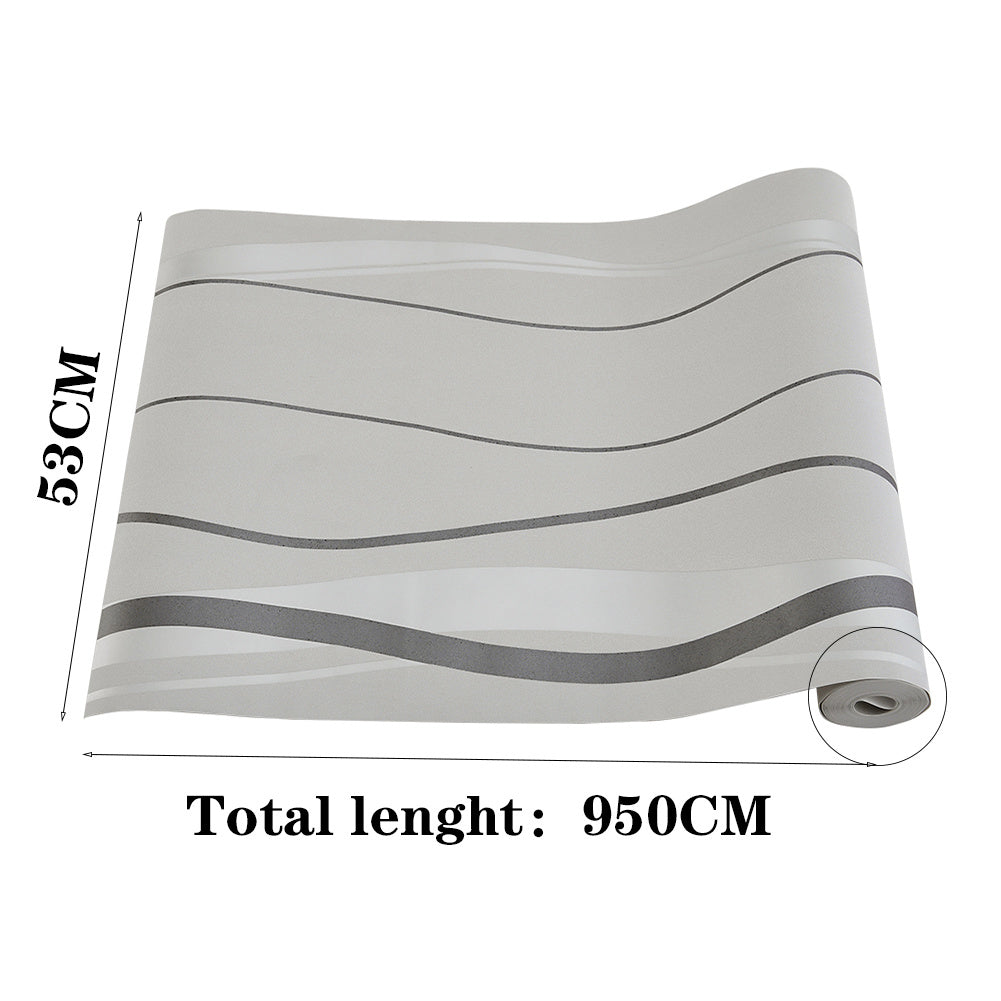 Silver Grey Modern Curve Striped Non Woven Wallpaper