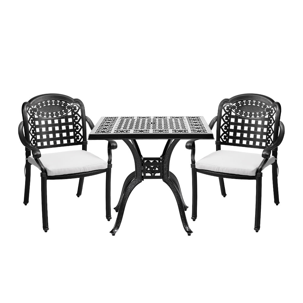 Set of 3 Cast Aluminum Square Outdoor Dining Set
