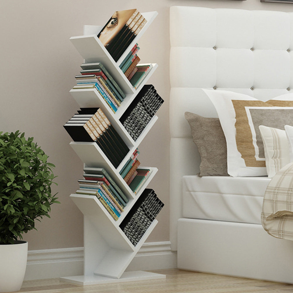 9 Layer Tree Shape Bookshelf Desktop Organizer, White