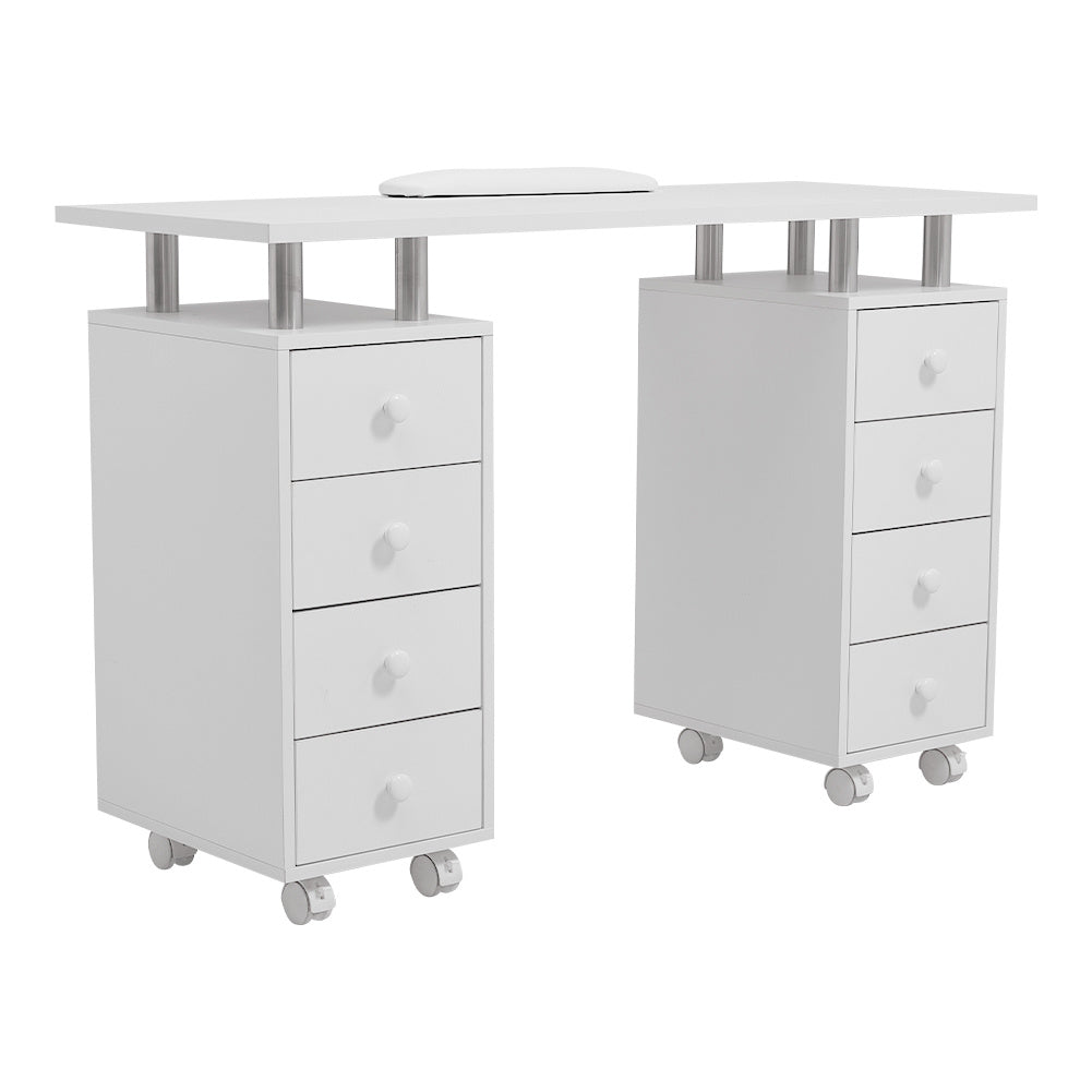 White 8Drawer Manicure Nail Table Salon Beauty Station