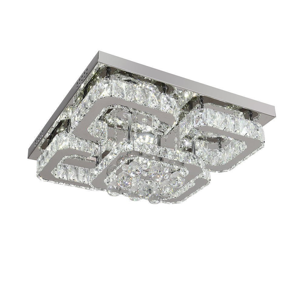 50CM Square LED Crystal Pendant Ceiling Light, Dimmable Light