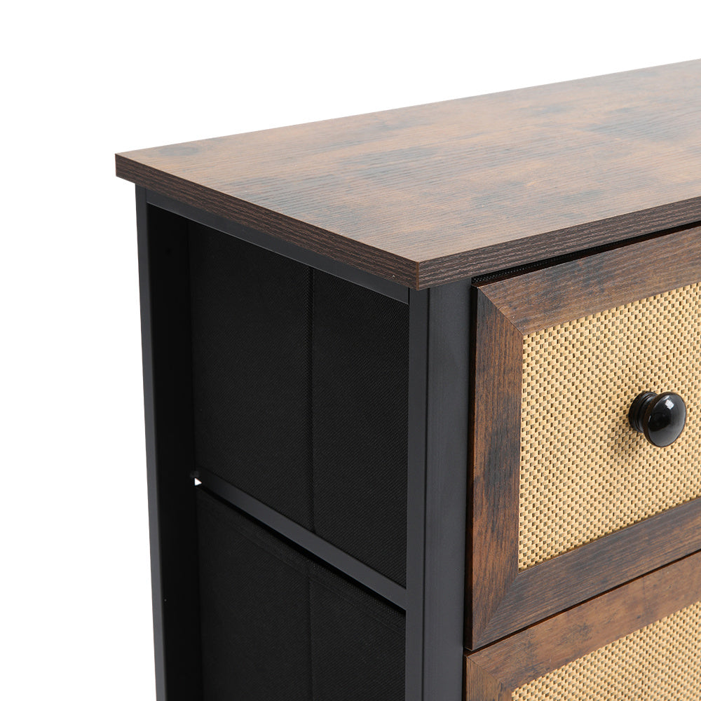 6 Drawer Rustic Rattan Storage Cabinet