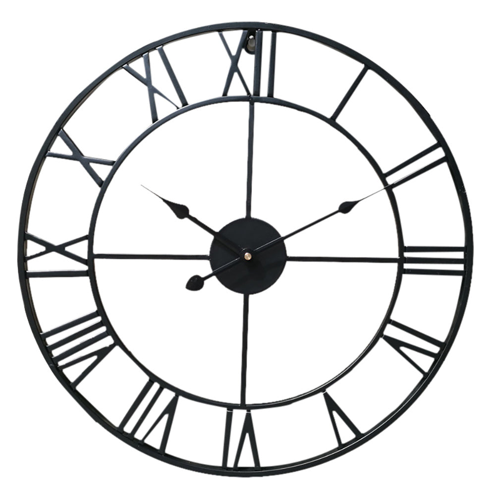 Roman Numerals Metal Skeleton Wall Clock, Black