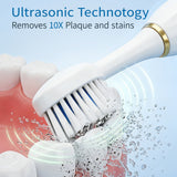 Sonic Electric Toothbrush 4 Heads USB Rechargeable White Cleaner with 4 Brush Heads