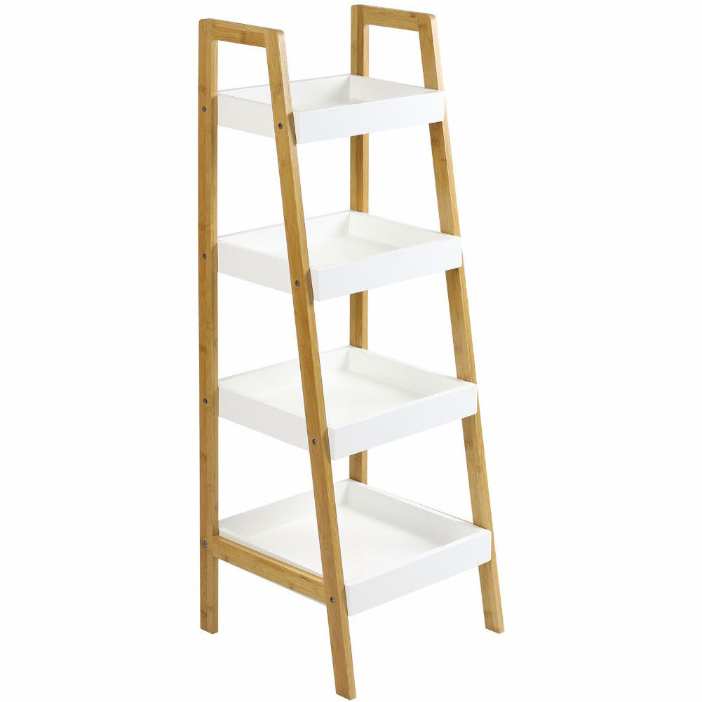 4 Tier Wooden Storage Nordic Ladder Shelf Plant Stand