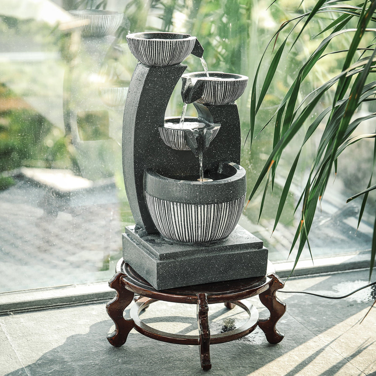 Outdoor LED Lights Electric Powered Garden Statues Decor Fountain