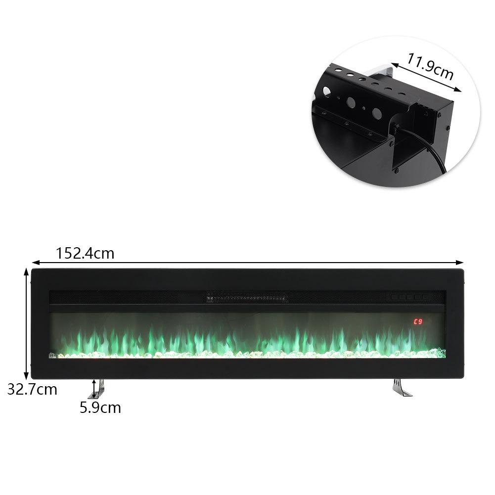 LED Electric Wall Fireplace 9 Flame Colours with Freestanding Leg, Black 60inch