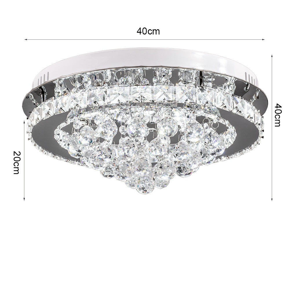 Modern Round LED Ceiling Light Crystal Lamp, 40CM Cool White