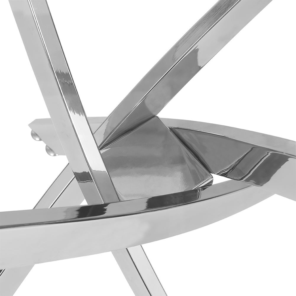 120x70cm Square Glass Dining Table with Silver Chrome Legs