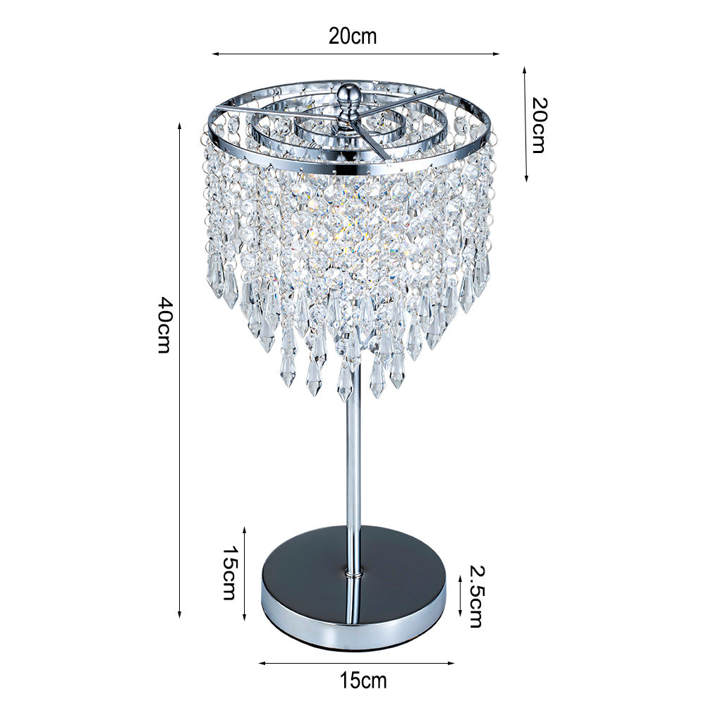 Modern Chrome and Crystal Shade Table Lamp