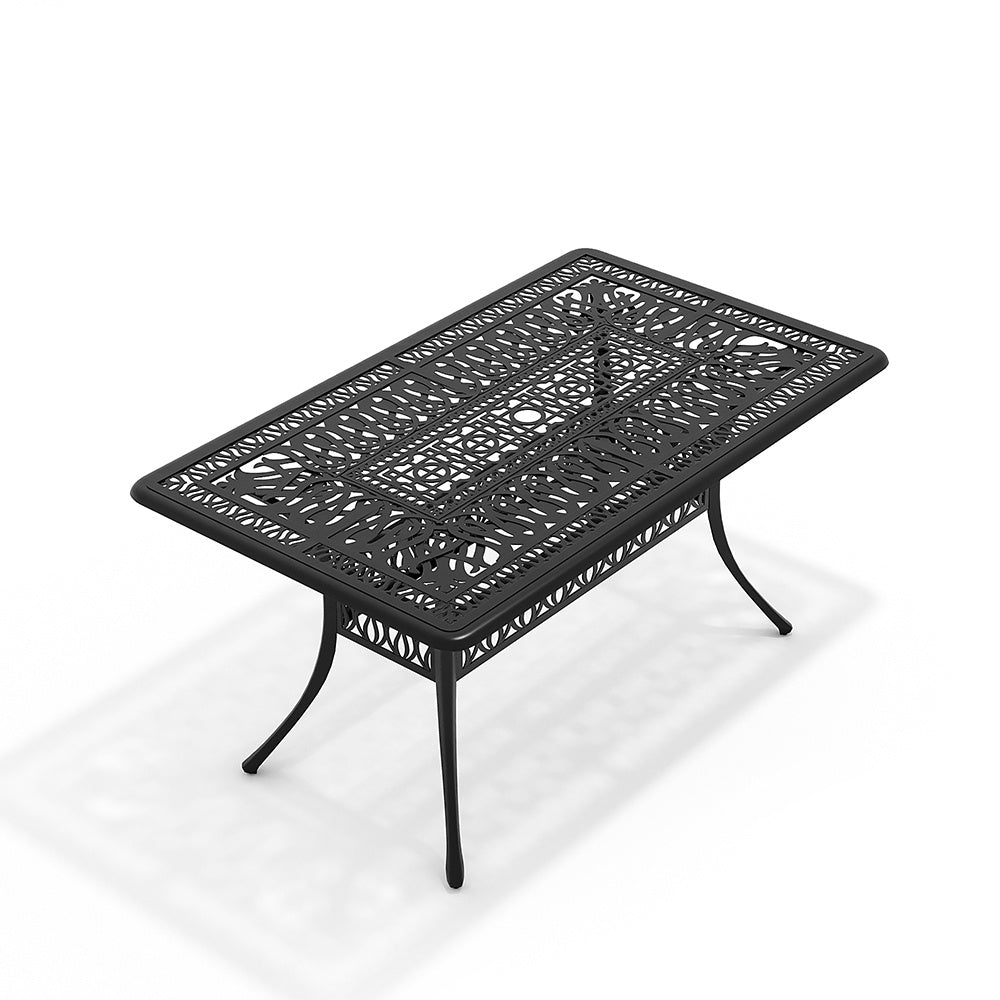 Outdoor Rectangular Black Cast Aluminum Garden Bistro Table