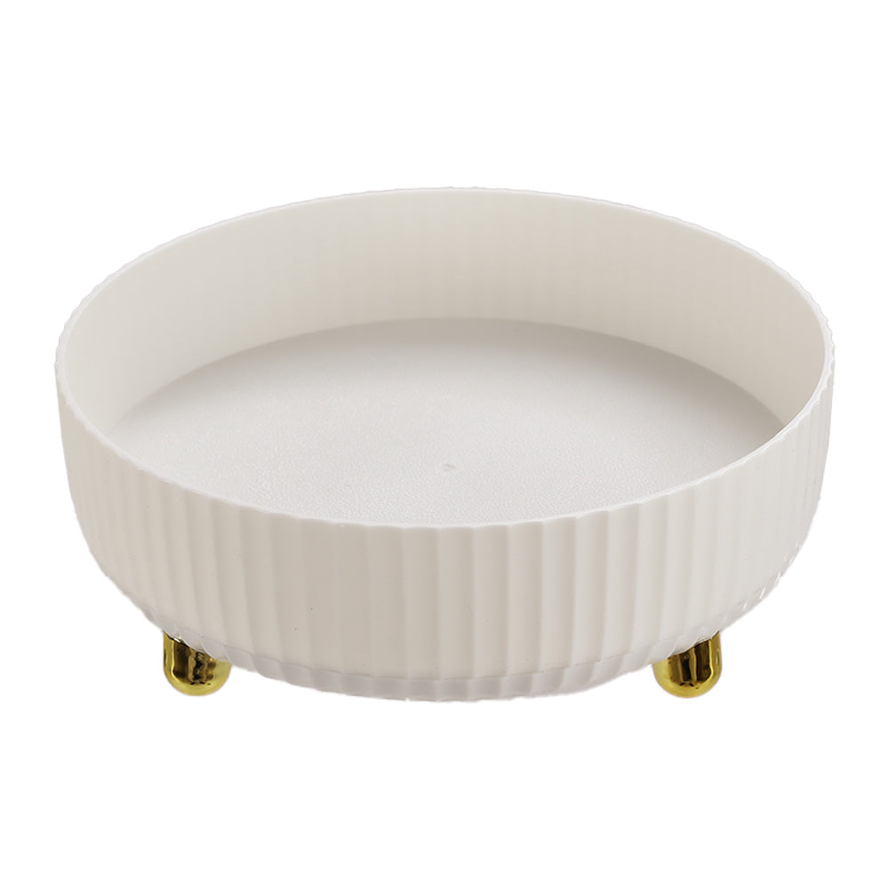 Pearl White Rotating Round Spice Storage Tray Kitchen Organizer