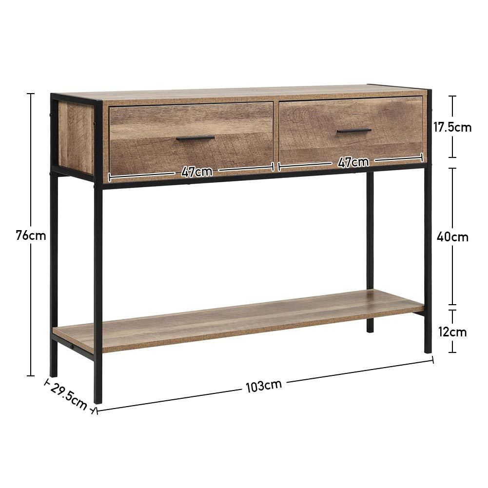 Slim Hallway Console Table with 2 Drawers and Lower Shelf
