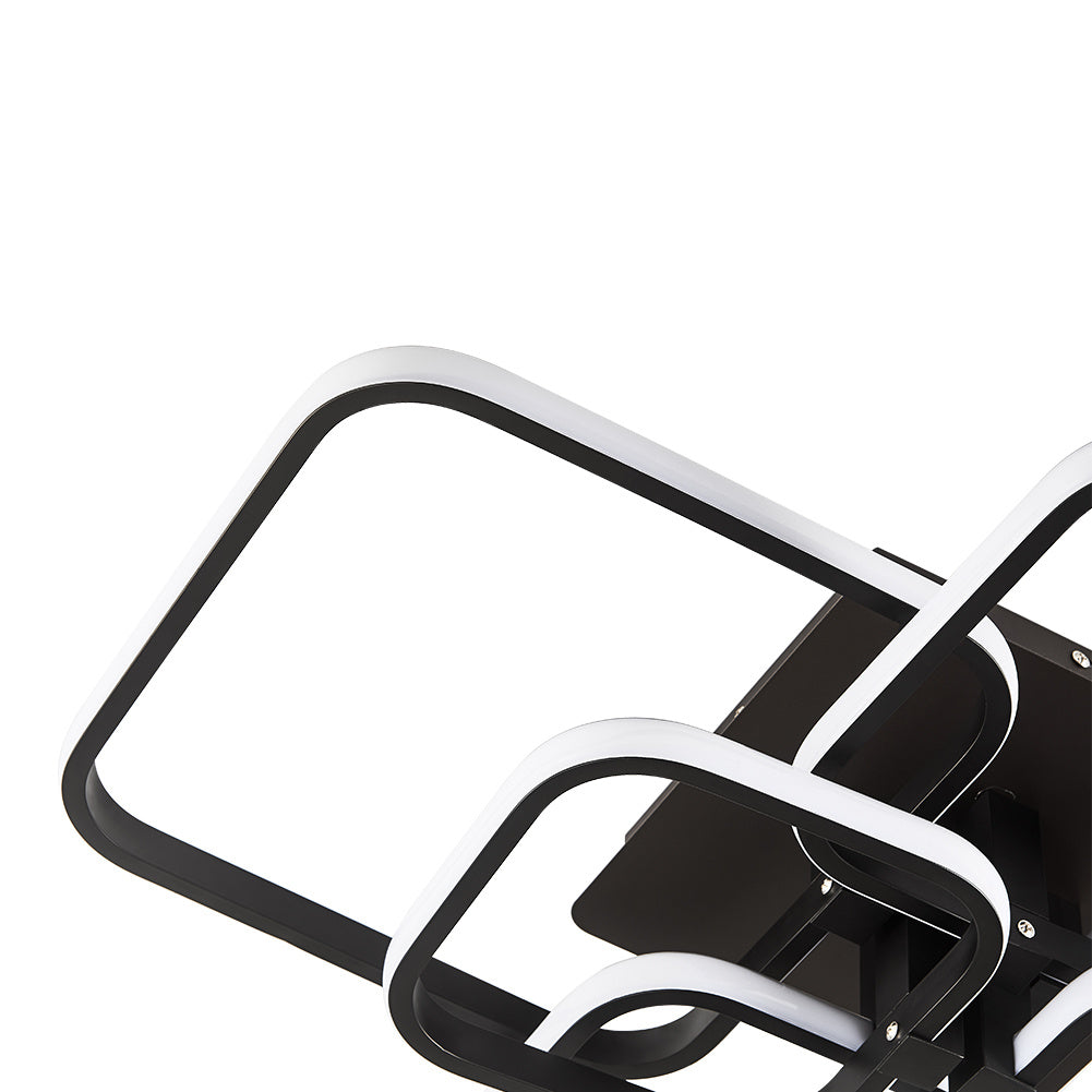 Modern Square LED Ceiling Light, Black Frame6 Head Cool White