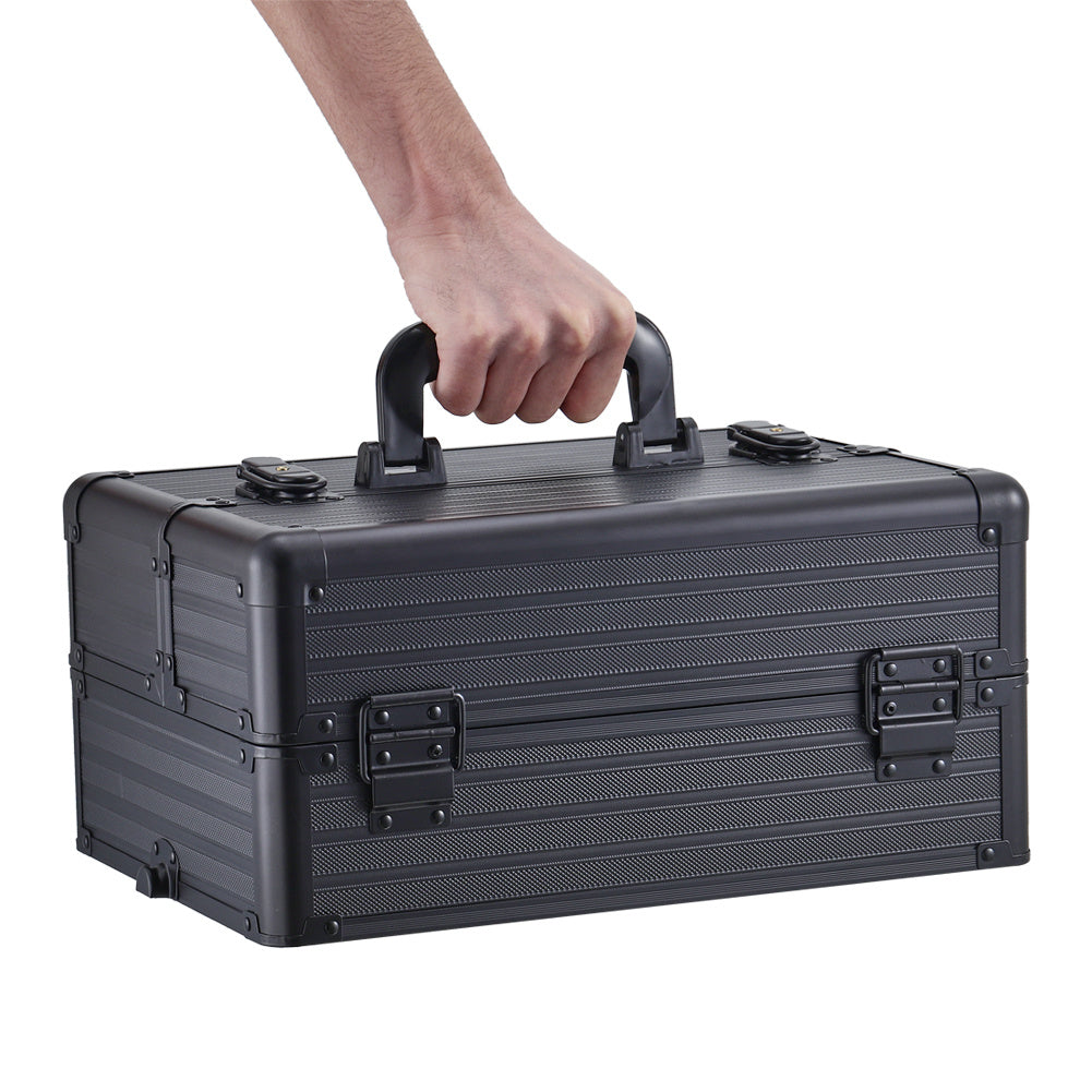 3in1 Cosmetic Train Case with Detachable Beauty Storage Box,Black