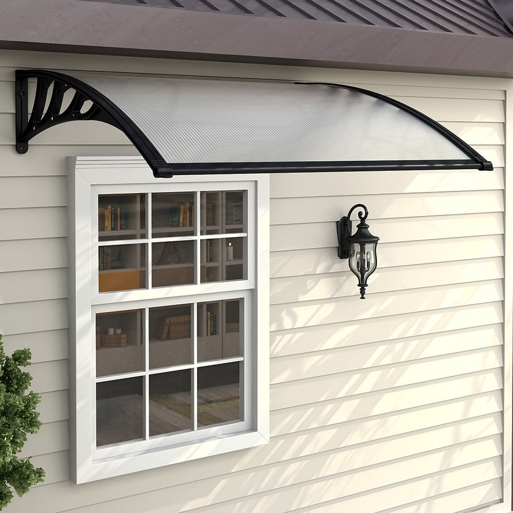 Door Canopy Awning Window Rain Snow Shelter Curved Sheet Black 150CM