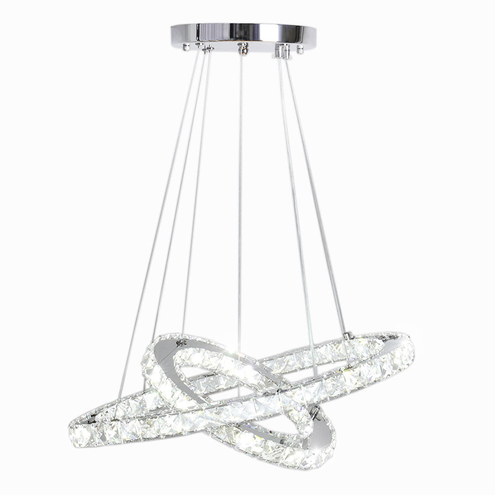 White LED Chandelier Lamp Wire Pendant Crystal Ceiling Lights, 40+60CM