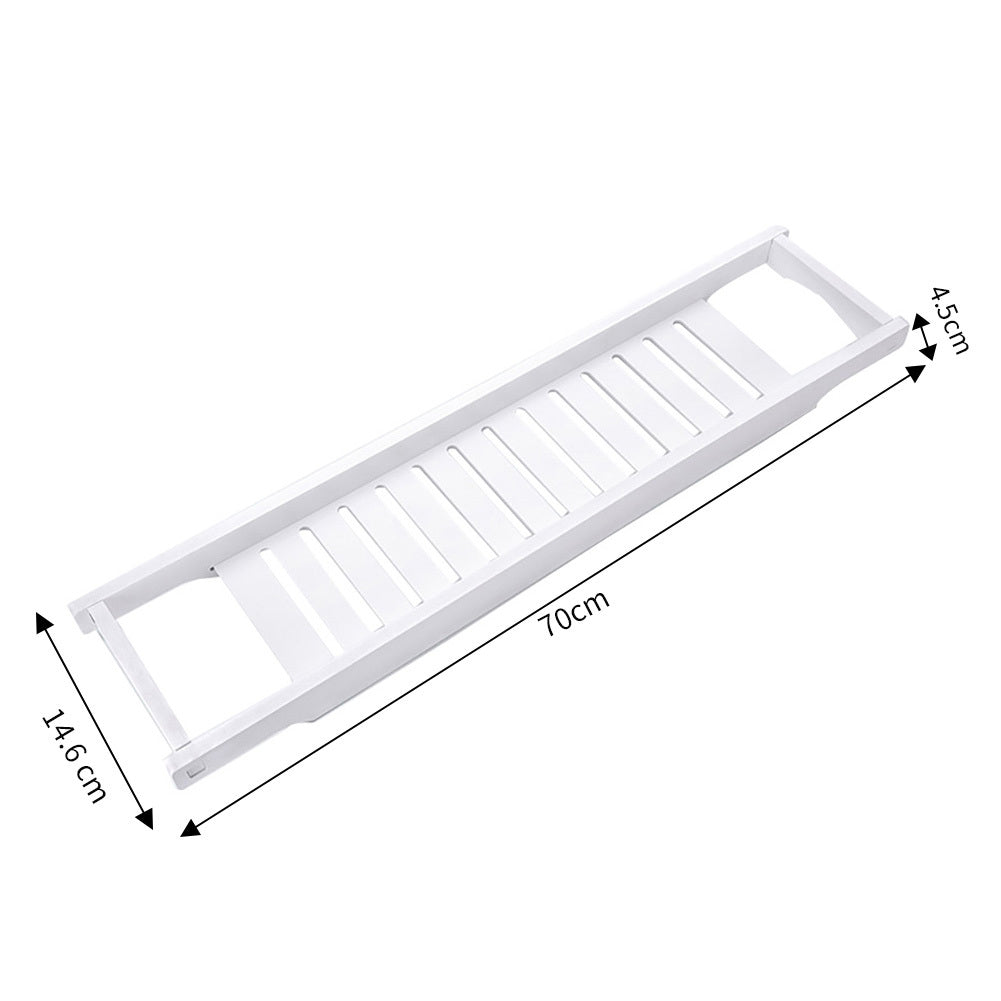 Bamboo Wood Bath Bathtub Rack Storage Tray Holder, White