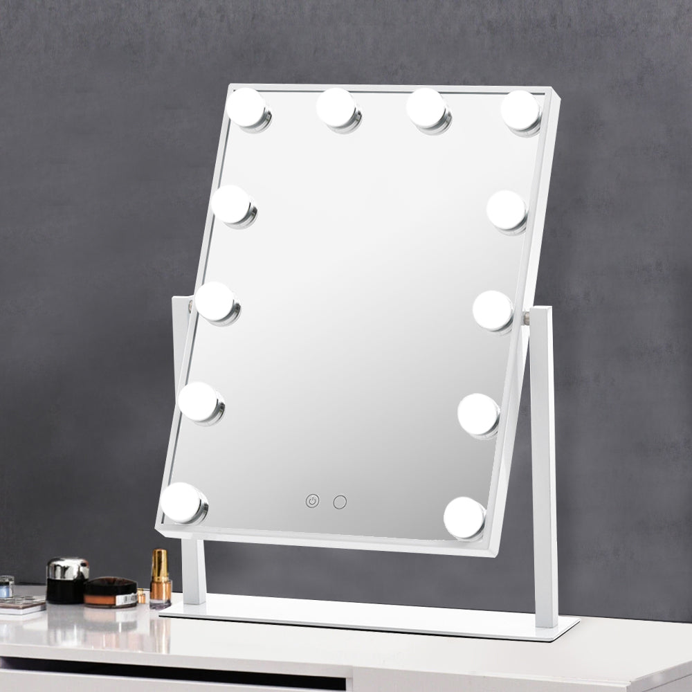 Large Makeup Dressing Mirror With 12 LED Light Touch Dimmable Bulb