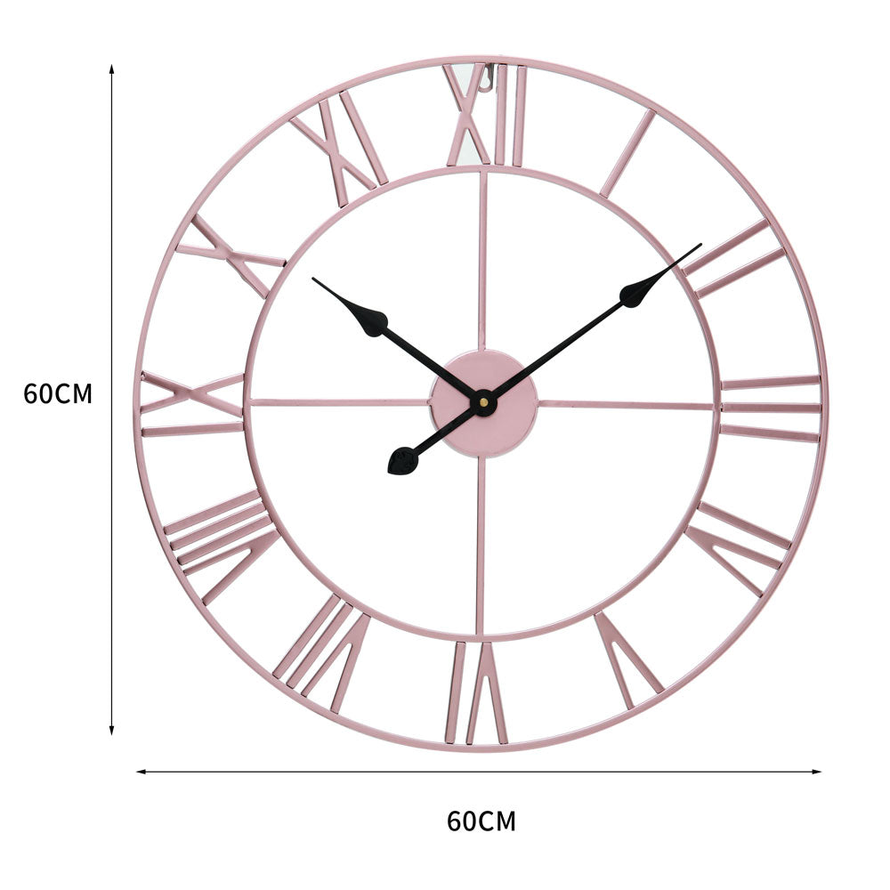 60CM Metal Round Wall Clock with , Rose Gold