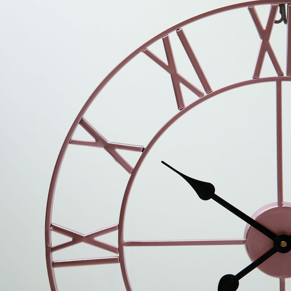 60CM Metal Round Wall Clock with , Rose Gold
