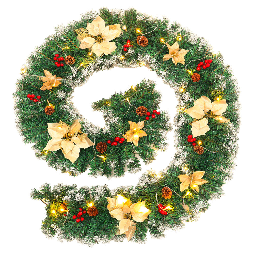 270CM Christmas 50 LED Light Up Xmas Decor Hanging Rattan, Yellow Flower