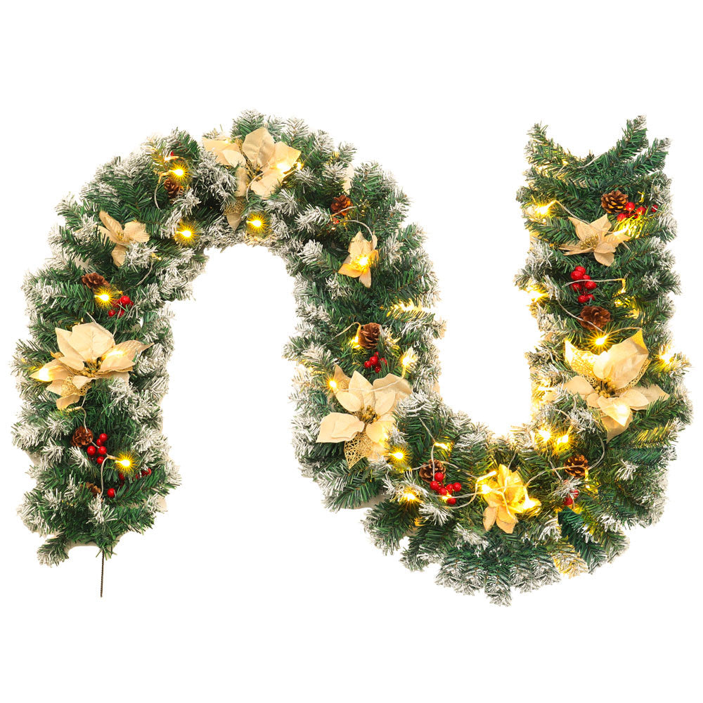 270CM Christmas 50 LED Light Up Xmas Decor Hanging Rattan, Yellow Flower
