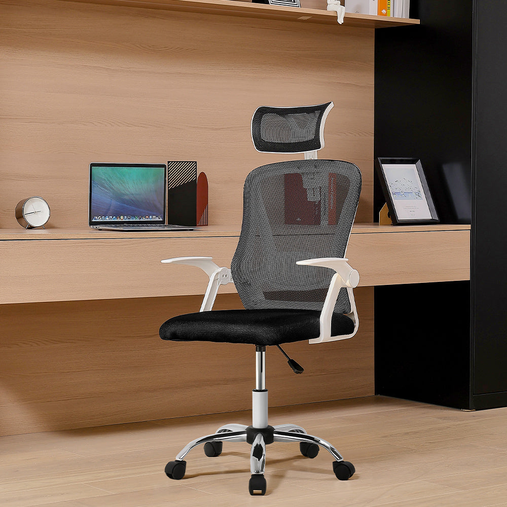 Swivel Office Chair with HeadrestWhite