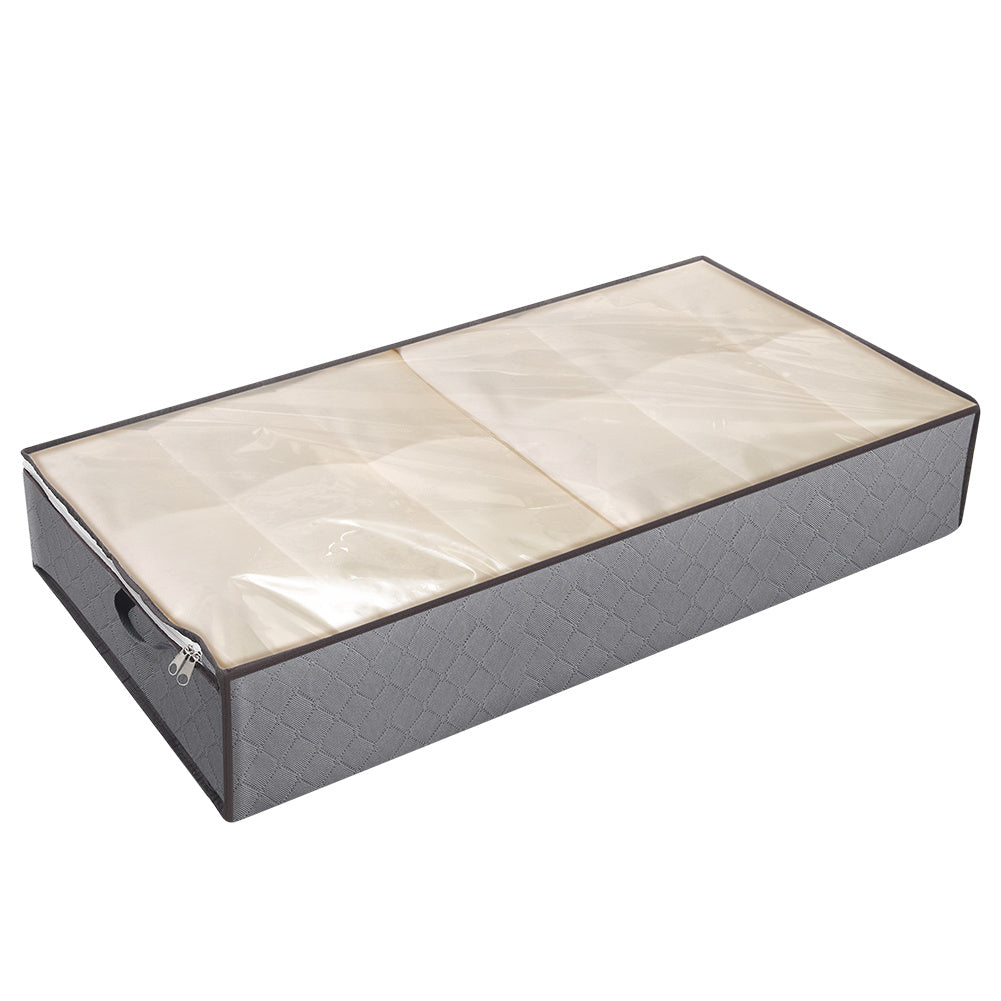 Underbed Fabric Clothes Quilt Storage Bag with Clear Window and Handles